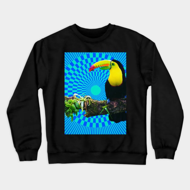 Trippy bird Crewneck Sweatshirt by Electricsquiggles 